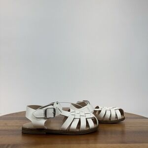 New‎ Girls Nordstrom Rack Indie White Faux Leather Fisherman Sandals Size 8 C